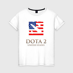 Футболка хлопковая женская Dota 2: USA, цвет: белый