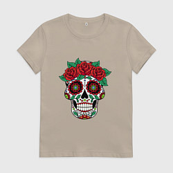 Женская футболка Расписной женский череп