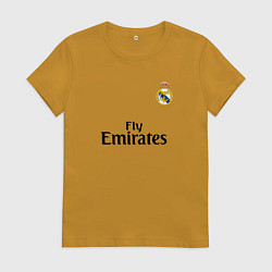 Футболка хлопковая женская Real Madrid: Fly Emirates, цвет: горчичный