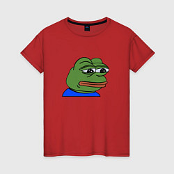 Футболка хлопковая женская Sad frog, цвет: красный