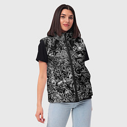 Женский жилет Монстры черно-белый паттерн, цвет: 3D-черный — фото 2