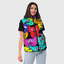 Женский жилет Кошачьи мордочки, цвет: 3D-красный — фото 2