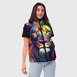 Женский жилет Красочный лев, цвет: 3D-светло-серый — фото 2