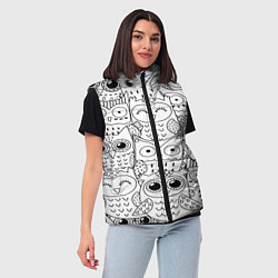 Женский жилет Совушки: узор, цвет: 3D-черный — фото 2