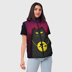 Женский жилет Кот Бегемот, цвет: 3D-черный — фото 2