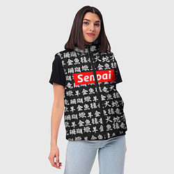 Женский жилет Senpai Hieroglyphs, цвет: 3D-красный — фото 2