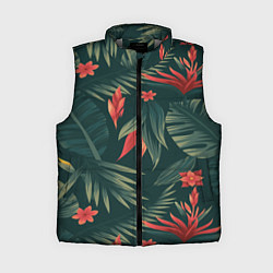 Женский жилет Зеленые тропики, цвет: 3D-светло-серый