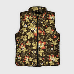 Женский жилет Хохлома роспись клубника
