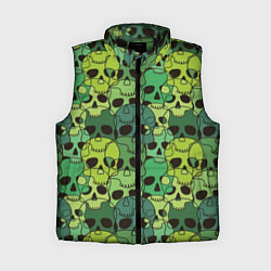 Женский жилет Зеленые черепа - паттерн, цвет: 3D-черный