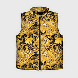Женский жилет Золотой лиственный узор, цвет: 3D-черный