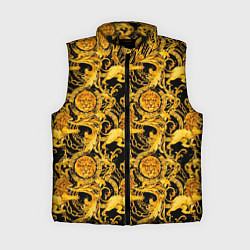 Женский жилет Львы золотые узоры, цвет: 3D-черный