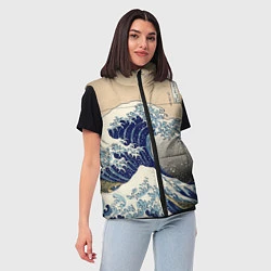 Женский жилет Kanagawa Wave Art, цвет: 3D-черный — фото 2
