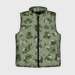 Женский жилет Камуфляж с котиками хаки, цвет: 3D-черный