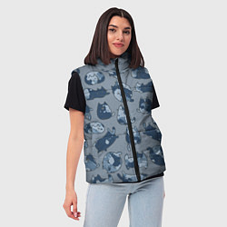 Женский жилет Камуфляж с котиками серо-голубой, цвет: 3D-черный — фото 2