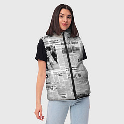Женский жилет Газета Newspaper, цвет: 3D-черный — фото 2