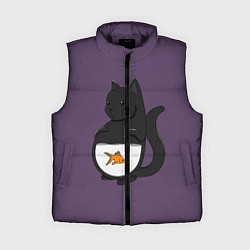 Женский жилет Довольный кот, цвет: 3D-черный