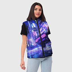 Женский жилет Cyberpunk city, цвет: 3D-черный — фото 2