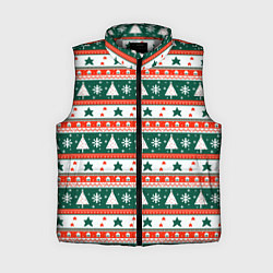 Женский жилет Новогодний орнамент, цвет: 3D-светло-серый
