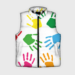 Женский жилет Цветные ладошки - Детский узор