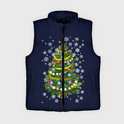 Женский жилет Новогодняя Ёлка, цвет: 3D-черный