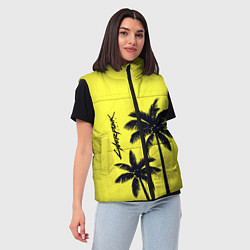 Женский жилет Cyberpunk 2077 - Пальмы, цвет: 3D-светло-серый — фото 2