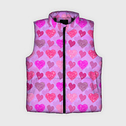 Женский жилет Розовые сердечки, цвет: 3D-черный