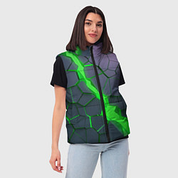 Женский жилет ЗЕЛЕНЫЙ РАЗЛОМ 3Д РАЗЛОМ, цвет: 3D-черный — фото 2
