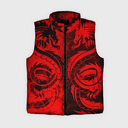 Женский жилет BLACK RED DRAGONS TATOO, цвет: 3D-черный