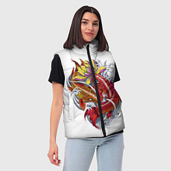 Женский жилет Японские Карпы Иероглифы, цвет: 3D-красный — фото 2