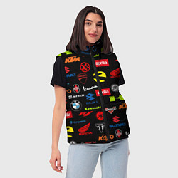 Женский жилет Motorcycle pattern Мото паттерн Z, цвет: 3D-светло-серый — фото 2