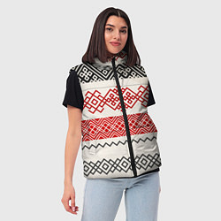 Женский жилет Славянский узор красно-черный, цвет: 3D-черный — фото 2