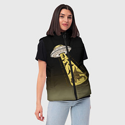 Женский жилет НЛО похищает динозавров, цвет: 3D-черный — фото 2