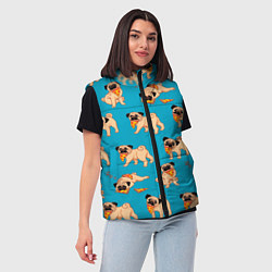 Женский жилет Мопсы с пиццей, цвет: 3D-красный — фото 2