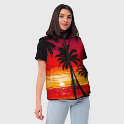 Женский жилет Гавайский закат, цвет: 3D-светло-серый — фото 2