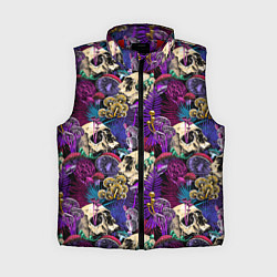 Женский жилет Психоделика - черепа и грибы, цвет: 3D-красный