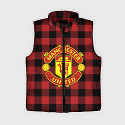 Женский жилет Манчестер Юнайтед фон в клетку, цвет: 3D-красный