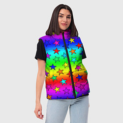 Женский жилет Радужные звезды, цвет: 3D-черный — фото 2