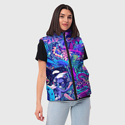 Женский жилет Неоновые Звери, цвет: 3D-черный — фото 2
