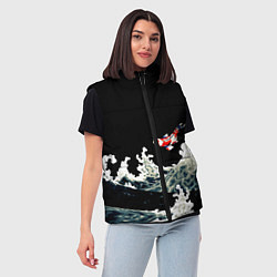 Женский жилет Карп Кои Волна Япония Рыба, цвет: 3D-красный — фото 2