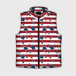 Женский жилет Синие звезды на полосатом фоне, цвет: 3D-черный