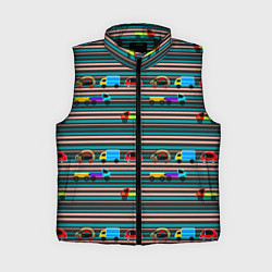 Женский жилет Детский полосатый узор, цвет: 3D-черный