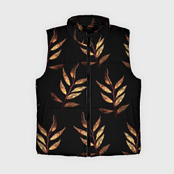 Женский жилет Золотисто-красные листья, цвет: 3D-черный