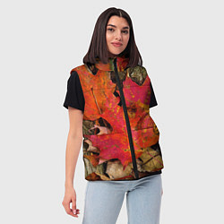 Женский жилет Листопадкленовые листья, цвет: 3D-красный — фото 2