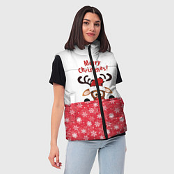 Женский жилет Оленёнок Merry Christmas, цвет: 3D-черный — фото 2