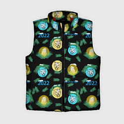 Женский жилет Новогодний принт с тиграми, цвет: 3D-красный