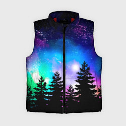 Женский жилет Космический лес, елки и звезды, цвет: 3D-красный