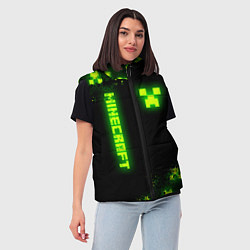 Женский жилет MINECRAFT NEON LOGO CREEPER, цвет: 3D-черный — фото 2