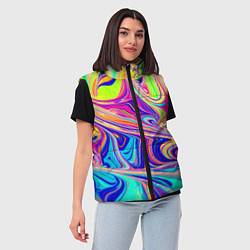 Женский жилет Аномально яркие цветные разводы, цвет: 3D-черный — фото 2