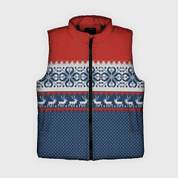 Женский жилет НОВОГОДНИЙ УЗОР С ОЛЕНЯМИ, цвет: 3D-черный