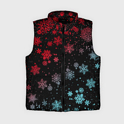 Женский жилет НЕОНОВЫЕ СНЕЖИНКИ, НОВЫЙ ГОД 2022, цвет: 3D-красный